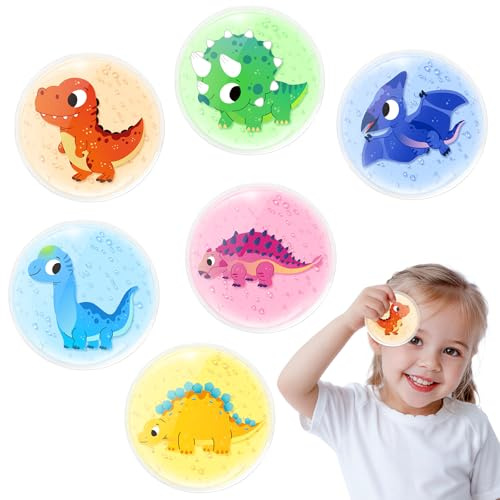 Comfytemp 6Pcs Dinosaur Kids Ice Packs for Injuries Reusable, Cute Mini Compress to Comfort Bumps, Bruises & Minor Discomfort - Fun for Soothing Kids' Boo-Boos, Swelling, Gift for Boys and Girls