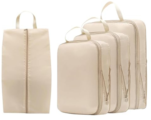 Tuxuseo packkub med kompression för resor | dubbeldragkedja reseorganizer-set för handbagage – utrymmesbesparande kläder förvaring resetillbehör för kort resa kryssning
