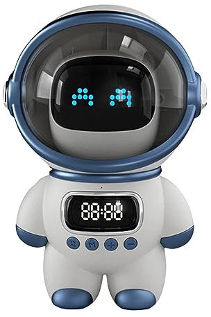 Qcwwy Altavoz Inteligente de IA, Altavoz Inteligente de Sonido HD de 6w HD con Reloj y Luz Nocturna Adecuada para Decorar el Dormitorio de la Casa del Hogar (White)