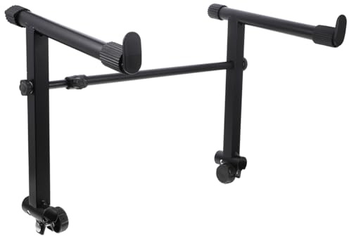 Parliky Supporto Tastiera Doppio, Rack per Organo Nero in Ferro | Altezza Regolabile, Struttura Heavy-duty, Gommini Protettivi per Stage e Casa