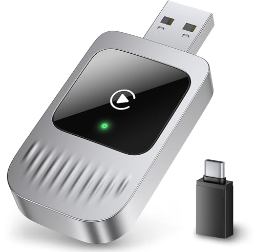 Quirlig Adaptateur CarPlay sans Fil pour Voiture, Compatible iPhone & Véhicules CarPlay dès 2016, Plug & Play, Connexion Auto, Contrôle Vocal Siri, Liaison Stable