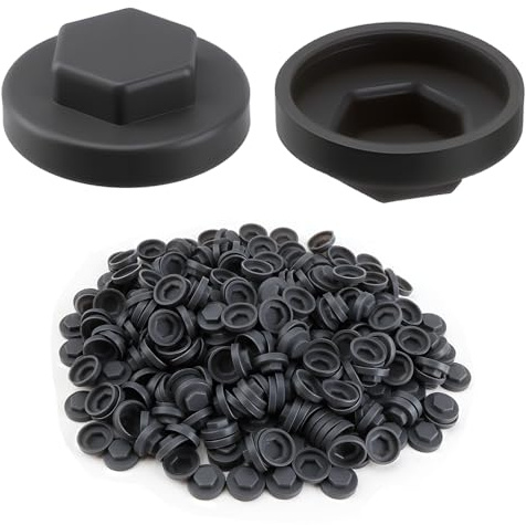 425Pcs Black Hex Roofing Screw 16mm Coverage Cover Caps M8 Hex Plastic Caps for Metal Roofing Screws Cladding Furniture and DIY Projects Universal Hex Nut Covers 8mm Recess