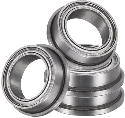 sourcing map 4Pcs FR168ZZ Flanged Ball Bearings, 1/4 x 3/8 x 1/8 Double Shielded Chrome Steel Deep Groove Bearing, ABEC5