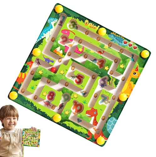 Liakyunf Laberinto de Mesa con Tablero de Equilibrio - Juguete Educativo de Madera | Tablero de Conteo Numérico con Laberinto - para Niños y Niñas de Preescolar Aula Sala de Estar Guardería