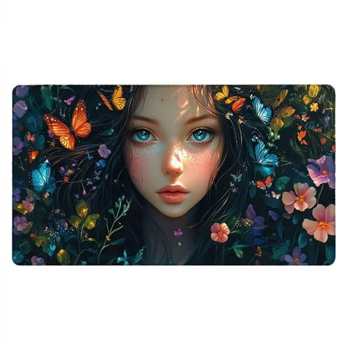 Tappetino Mouse Gaming XXL, 1000x500x3mm Grande Tappetino Scrivania Cuciti Base in Gomma, Mouse Pad Impermeabile Antiscivolo, PC Desktop Ufficio, Migliora Precisione Velocità (Ragazza Fiori) xR7-621