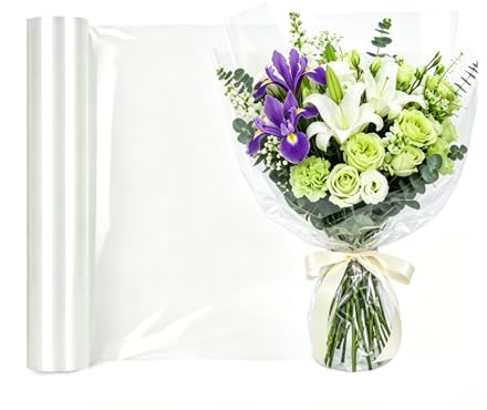 BTCLASSIC Reißfeste Transparente Geschenkfolie Rolle 43cm × 30m