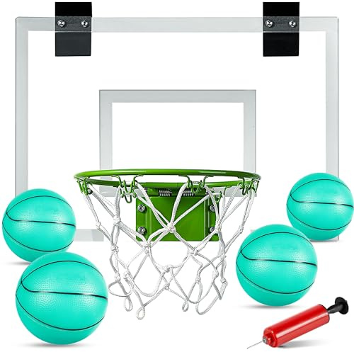 ropoda Mini Basketballkorb-Leuchtet im Dunkeln, Basketballkorb Kinder mit 4 Bällen & Pumpe, Tür Basketball Korb fürs Zimmer Basketball-Spielzeug für Kinder und Erwachsene