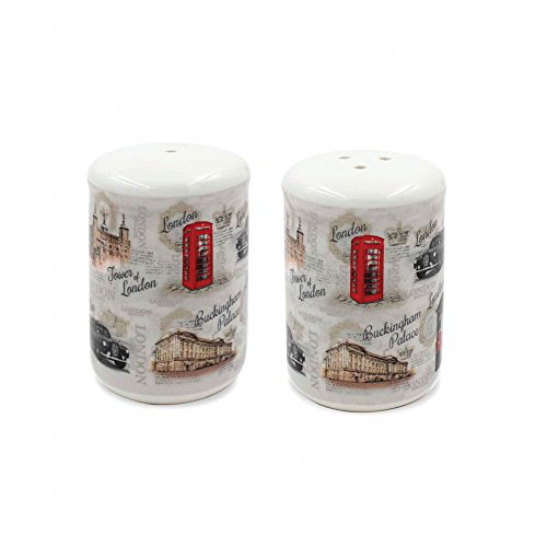The Leonardo Collection Salt and Pepper Dispenser | Vintage London Iconic Ceramic | 5x5x8 cm