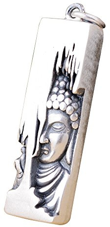 ForFox Vintage 990 Sterling Silber Buddhismus Gründer Sakyamuni Buddha Bar Anhänger für Herren Damen