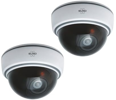 2er set Dome-Kamera-Attrappe weiß mit Blink LED, Batteriebetrieb, inkl. Montagematerial & Sicherheitsaufkleber