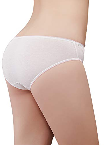 Husviuxin Women’s Disposable Underwear for Travel-Hospital Stays- 100% Cotton Panties White(10pk) (Medium 38-42 inch Hips)