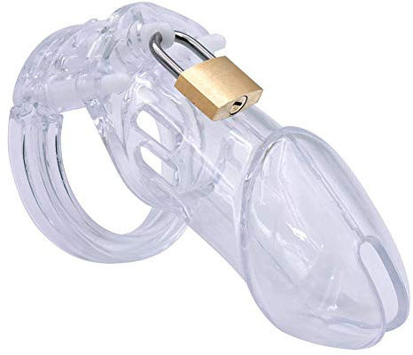 Cintura di Castità, Gabbia per castità maschile, gallo regolabile in silicone,Clear