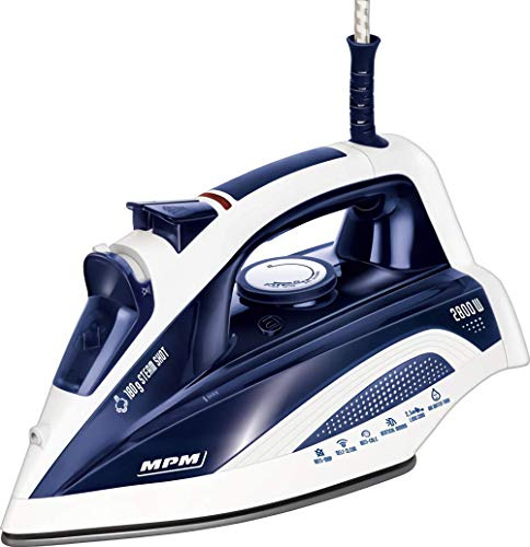 MPM MZE-21/N Bügeleisen, Keramik-Bügelsohle, Dampfbügeleisen, Vertikaldampf, Dampfklopfen, Selbstreinigungs, Tropfstopp, 6 Funktionen, 400ml Reservoir, 2800 W