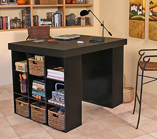 Venture Horizon Project Center Desk with Two 9-Cubby Bookcase Sides (Black)