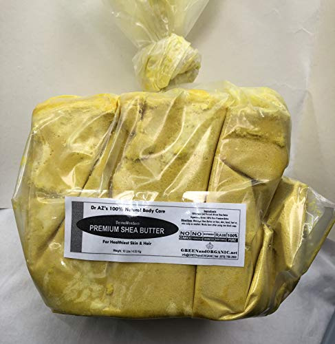 Pure African Yellow Shea Butter 10Lbs Premium 100% Natural Virgin RAW Organic Grade A Unrefined Ghana Skin Beauty Care Face Body Hair Scalp Non GMO Karite by GREENandORGANI