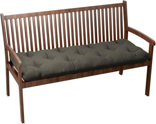 chilly pilley Bankkissen Bankauflage Bankpolster Gesteppt Gartenkissen Mit Gürtelschlaufen Sitzkissen Kissen für Gartenbank Gartenbankauflage für Gartenmöbel Sitzkissen (120x50x12, Grau)