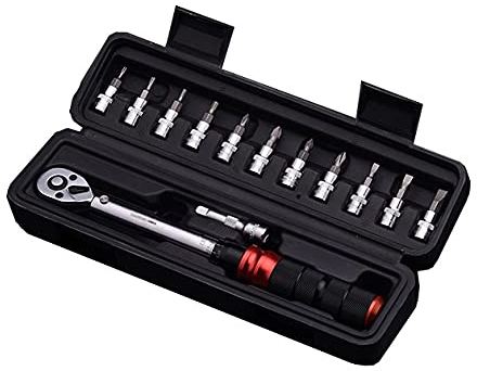 Edward Tools Harden Pro Bike 1/4” Drive Click Torque Wrench Set - 5 to 25 Nm - 13 PC Set For Auto, Bicycle, Motorcycle Maintenance - Hex, Torx, Phillips and Extension Bar - Prevent Over tightening