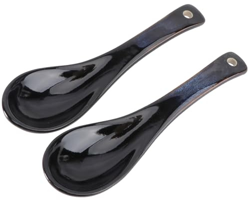 Luxshiny 2Er-Set Keramiklöffel Chinesischer Stil Ramenlöffel Suppenlöffel Haferbrei-Löffel Multifunktionslöffel Für Tee Kaffee Dessert Und Eis 13.80 X 4.00 X 2.00 cm