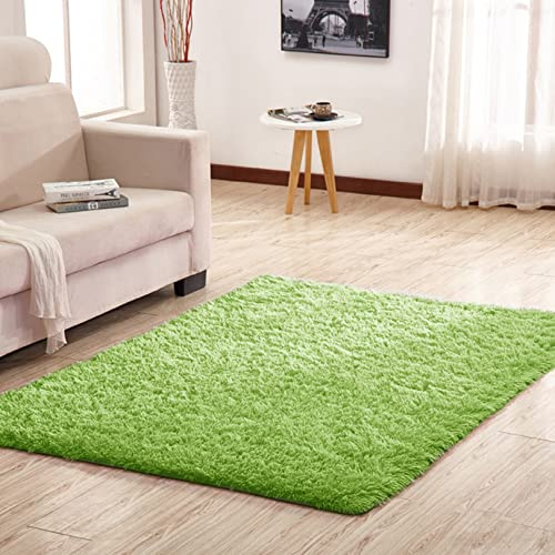 CHBIN Kunstfell 180x220cm Hochflor Teppich Nachahmung Wolle Teppich Fellteppich Faux Lammfell Flauschig für Esszimmer oder und Die Küche Cafe Lounge Sofas Usw, Grün