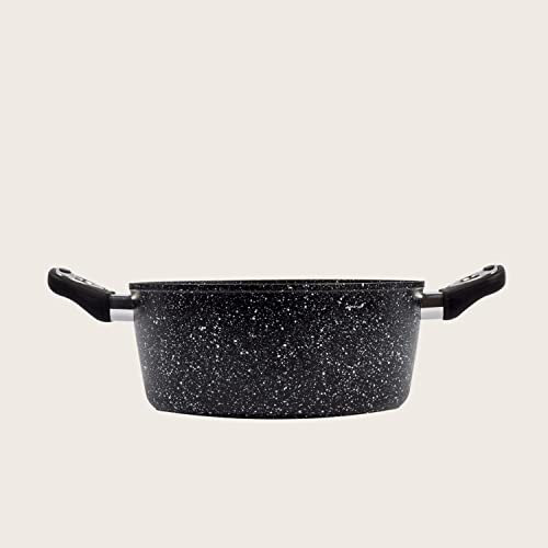 Arca - Casseruola Vulcania In Alluminio Con Rivestimento Antiaderente Effetto Pietra - Induzione - Fornelli Tradizionali - Misure Assortite (Ø 24 cm)