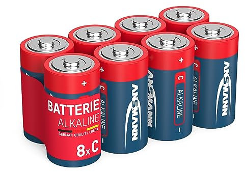 Ansmann 5015571-01 Lot de 8 Piles alcalines Baby C (LR14) 1,5 V – Piles alcalines durables et Anti-Fuite Idéal pour Jouets, Lampe de Poche LED, Radio, modélisme, Megafone etc. Noir