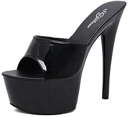 Hausschuhe Sexy Stage Performance Damen 15 cm High Heels Pole Dance High Heels Nachtclub Party Dance Herren High Heels Plus Size Unisex,Schwarz,35 EU