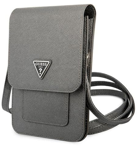 GUESS Unisex Guwbsatmgr Tasche Saffiano-Grau Triangle Bag for Phones, Schwarz, Einheitsgröße