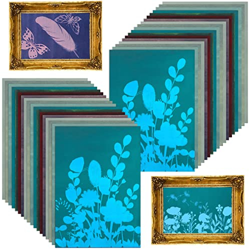 35 Blatt Cyanotypie-Papier, hochempfindliches Sonnendruck-Naturdruckpapier, Sun Art Paper Kit Solardruckpapier lichtempfindliches Papier für Kinder und Erwachsene zum Basteln (Farben 8,26 x 5,8)