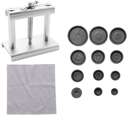 Ocnvlia Watch Press Tool, Watch Back Case Closer, Watch Repair, Battery Replacement Tool with 12 Press Plates
