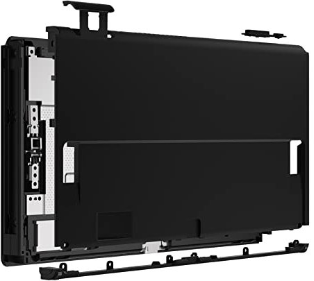 eXtremeRate Backplate für Nintendo Switch OLED Konsole, DIY-Ersatz Rückseite Gehäuse Hülle & Lautstärke/Power Taste, Custom Case Shell Set für Switch OLED Console-Schwarz (Ohne Ständer)
