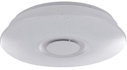 Deckenleuchte LED Musik Deckenlampe LED Lautsprecher Leuchte mit Bluetooth, Metall, Sternen-Effekt, 1x 12W 720lm, DxH 36x8 cm