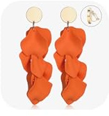 Diamday Acrylique Clip Boucles d'Oreilles Filles Longues Pétales Fleur Élégant Déclaration Pendantes Coloré Rose Orange