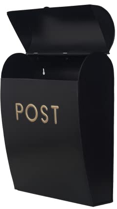 Assorted Collections Black Post Box Wall Mounted Letterbox with Easy Access No Lock for Outdoor Use - Weatherproof And Durable Mailbox Easy Installation, Strong Construction (Large)