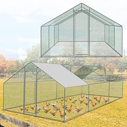 Sonnewelt Freilaufgehege 3x6x2m Hühnerstall Verzinkter Stahl Kleintierstall Hühnerhaus Dach Geflügelstall mit Sonnenschutzdach und Tür für Haustierkäfig Hühnerkäfig Vogelkäfig Kleintiere Pflanzen