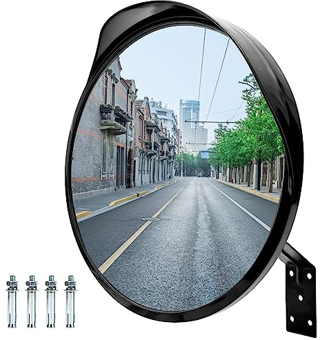 30cm Konvexspiegel Verkehrsspiegel Traffic Mirror Beobachtungsspiegel Sicherheitsspiegel für Einfahrten Lagerhallen Garagen mit 1x Halterung 4x Schrauben