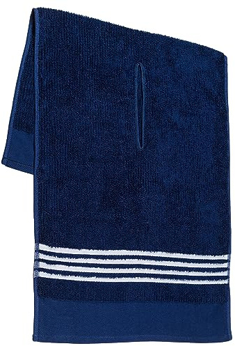 Golf Guys The Tour Towel | Large Caddy Terry Cloth, Absorbent 19 in x 44 in, Center Cut, Perfect Hang Cart Accessory and Bag, Blue with White Stripes