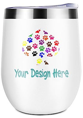 Miujonvy Gobelet à vin Tasse Texte Personnalisé Ici Double Paroi Sous Vide En Acier Inoxydable Voyage Tumbler pour Café Blanc