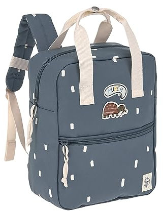 LÄSSIG Kinderrucksack mit Brustgurt Kindergartentasche Kindergartenrucksack 28 cm, 7 Liter, 3 Jahre/Mini Square Backpack Happy Prints Dunkelblau