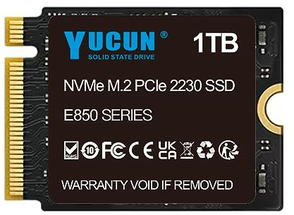 YUCUN 1TB M.2 2230 NVMe SSD PCIe Unidad en Estado Sólido Compatible con Steam Deck, Surface Pro, Tablets