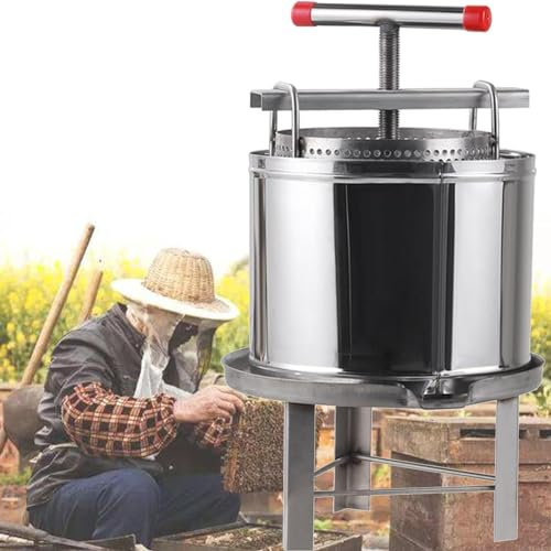 DPQYJPP Honigschleuder aus Edelstahl,Manuelle Honigpresse,Große Honigpresse,Honigschleuder,Imker und Bienenzüchter Zubehör