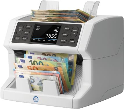 Safescan 2885-S Geldzählmaschine, Wertzählung für gemischte Banknoten einschließlich USD - Banknotenzähler mit 7-facher Echtheitsprüfung - Geldzählmaschine mit mehrsprachiger Benutzeroberfläche