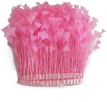 Rockreyoa Türkei Federn Fransenborte Natural Federn Fransenbesatz Quaste Trim Bastelfedern Dekoband Bastelband für DIY Nähen Handwerk Kostüme Kleid Rock Hochzeitskleid 10-15cm Breite Rosa 5m