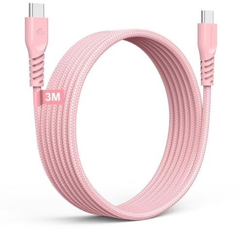 TECHGEAR USB C to USB C 3M Long Charger Cable 60W Strong Braided Fast Charging Type C to C Data Lead for iPhone 17 16 15 Pro Max, iPad A16/Air/Pro, Samsung S26 S25 S24 A56 A15 A16, Pixel, Honor Switch