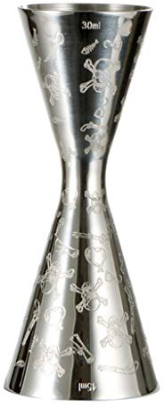 Yajuyi Jigger Professionale Acciaio Inox Bicchiere Doppio Misurino Cocktail Skeleton Pattern Antiruggine Preciso Adatto a Bar Domestici, Argento, 30ml-45ml