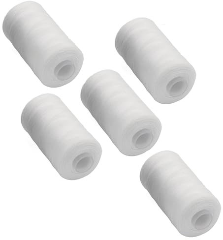 Bayli [0,03 EUR/10 m 5 teiliges Nähgarn Set [einfarbig] | Nähset Universal | Polyester Nähmaschinengarn | 5 Spulen a. 500m | Allesnäher Garnset - [Farbe - Weiß] | Nähfaden Set - 2500m