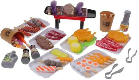 GLSTOY Kinderspiel BBQ Grill Mit Rauchfunktion Realistisches Grillspielzeug Für Jungen Und Mädchen Fördert Kognitive Fähigkeiten Und Hand-Auge-koordination Interaktives Kochspielzeug