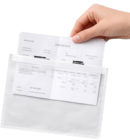 Netuno 100 sobres portadocumentos C5 239x181mm bolsas transparentes de envío autoadhesivos bolsas para albaranes de entrega carteras cerradas sobre plástico transporte facturas embalaje etiqueta