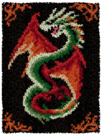 YOOTOM Kit de Tapis de Crochet à Point Noué di Coussin au Crochets à Loquet Bricolage, tapis noeud noué,Noël Création de Tapis à Crocher pour Adultes et Enfants, Christmas Latch Hook Kits 50x38cm