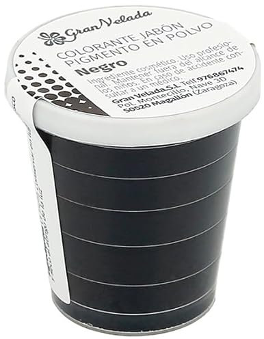 Gran Velada - Seifenfarbe Schwarzes Pigmentpulver für Seifen 500 cc | Kosmetik-Farbpigment für Glycerin- und Ölseifen, Farbstabilität, Ideal für Marmorierung und Schichtseifen