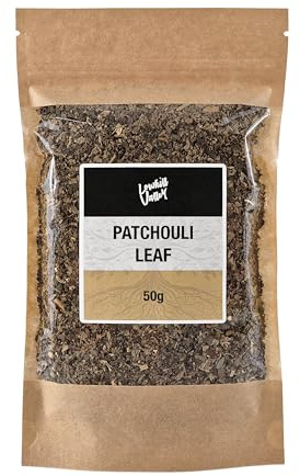 Lowhill Valley Patchouli Leaf - Cut and Dried Pogostemon Cablin Dried Herb - For Relaxation & Digestive Well-being Support - Loose Leaf Herbal Tea - 100% Natural - 50g